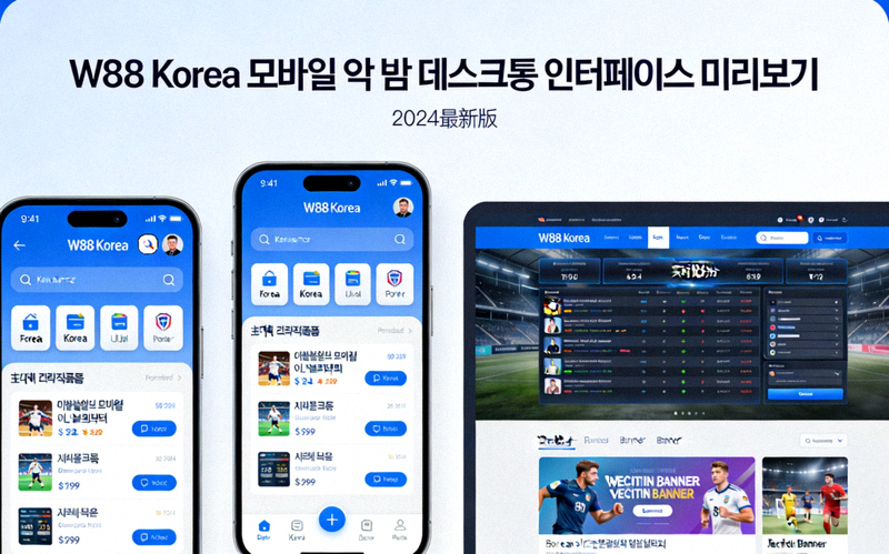 W88 Korea 모바일 앱 및 데스크톱 인터페이스 미리보기